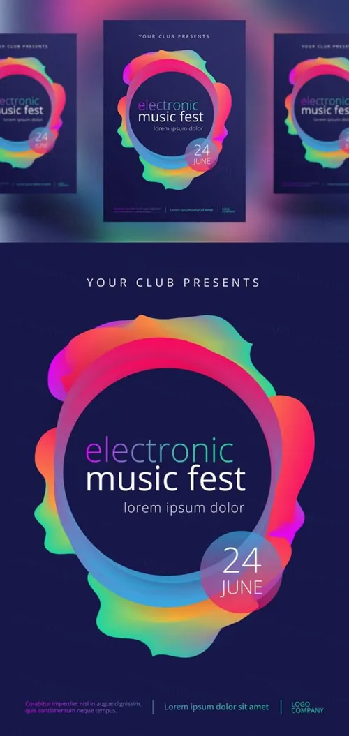 夏天抽象渐变波音乐背景音乐俱乐部传单海报