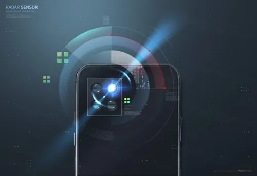 手机摄像头高新科技雷达传感器技术概念宣传海报PSD模板 Radar Sensor