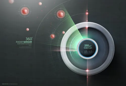 空气净化器高新科技雷达传感器技术概念宣传海报PSD模板 Radar Sensor