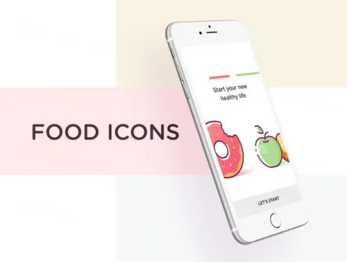 24款多彩餐饮美食美味食物矢量图标集Yummies