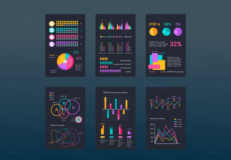 Business Reports 商业报告数据统计信息图表AI矢量元素素材
