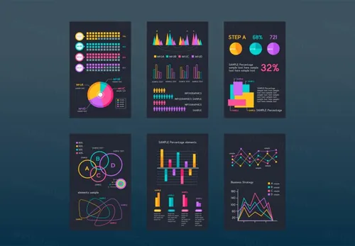 Business Reports 商业报告数据统计信息图表AI矢量元素素材