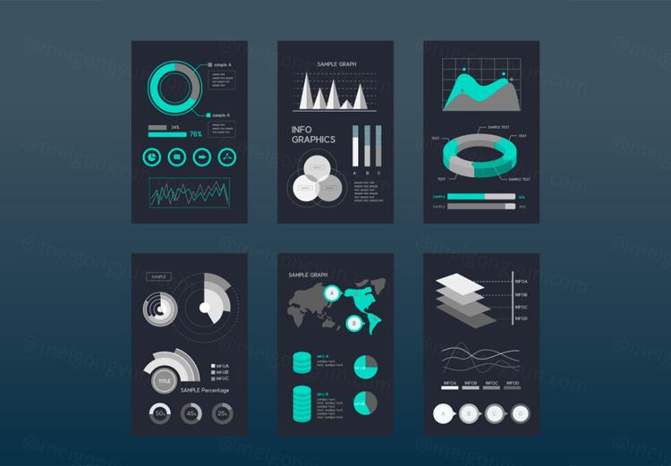 Business Reports 商业报告数据统计信息图表AI矢量元素素材