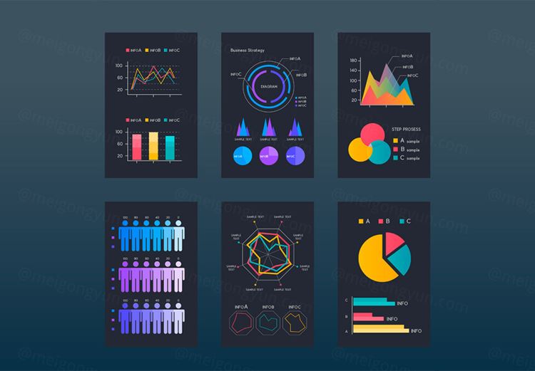 Business Reports 商业报告数据统计信息图表AI矢量元素素材