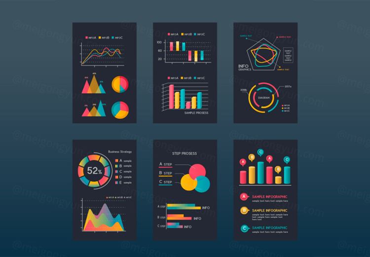 Business Reports 商业报告数据统计信息图表AI矢量元素素材