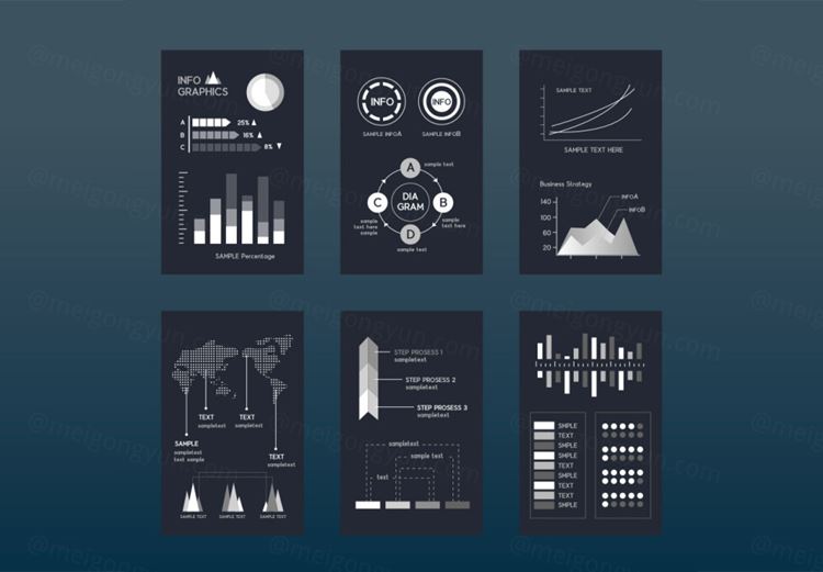 Business Reports 商业报告数据统计信息图表AI矢量元素素材