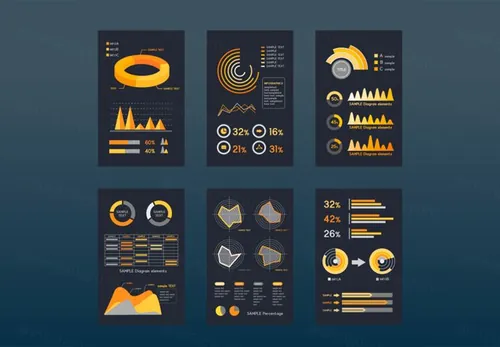 Business Reports 商业报告数据统计信息图表AI矢量元素素材