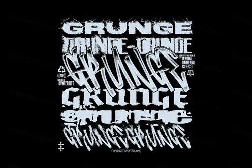 潮流废土风肮脏邋遢斑驳墙面字体特效PSD模板 GRUNGE