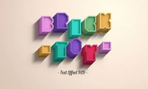 积木玩具文字效果Psd Brick Toy Text Effect