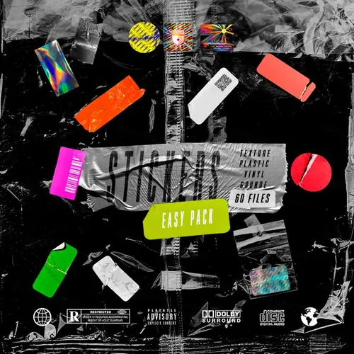 60款复古颓废塑料袋不干胶贴纸胶带全息渐变纹理素材 808DS - Easy Pack
