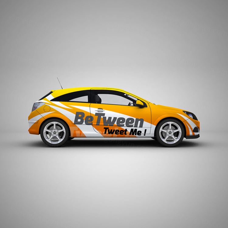 汽车车身广告贴图样机Mock-up for car branding