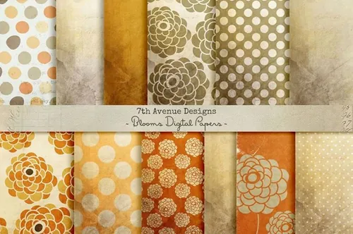 日式花纹图案背景设计素材Blooms Digital Paper