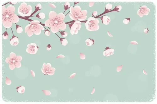时尚复古樱花春花花瓣矢量插图背景设计素材Spring flowers