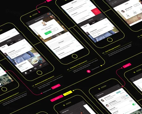 手机应用程序APP展示PSD模板Psd Wireframe App Mockup