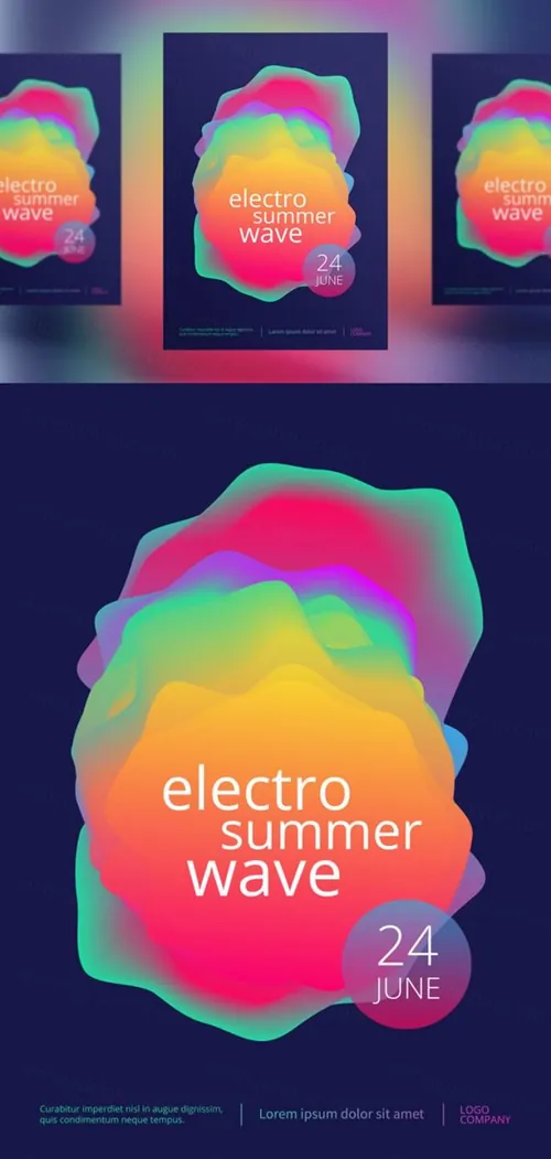 夏天抽象渐变波音乐背景音乐俱乐部传单海报