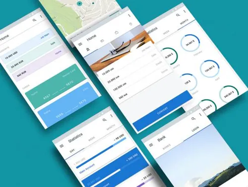 金融支付手机银行移动应用程序APP UI工具包Material UI Kit：M