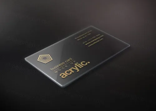 高级黑色名片贴图PSD模板Acrylic Psd Business Card Mock-Up