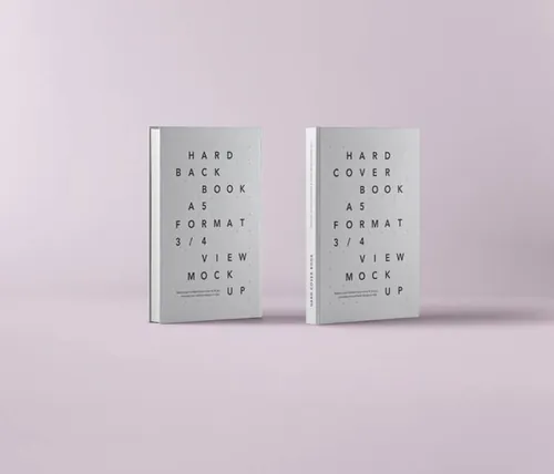 精致书正面和背面贴图PSD模板Psd A5 Hardcover Book
