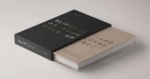 透视图防滑书模型PSD贴图模板Psd Slipcase Book Mockup
