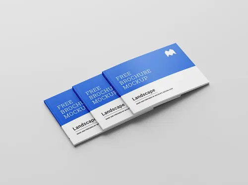 横向版式画册书籍设计提案样机模板 Perfect binding landscape brochure mockup