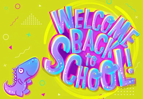 有趣的返校主题卡通横幅矢量插图海报设计素材 Welcome Back to School Cartoon Banner