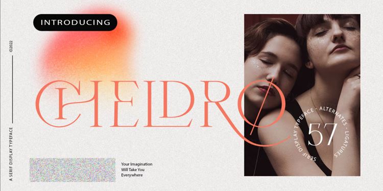 时尚潮流现代女性婚礼海报品牌包装设计英文衬线字体 Cheld