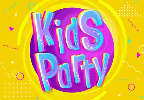 有趣的儿童派对生日周年晚会聚会主题卡通横幅矢量插图海报设计素材 Kids Party
