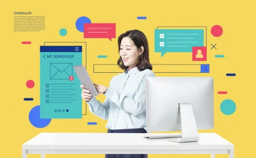 商业插画检查清单运营管理调度中心企业运作行政管理海报素材PSD模板