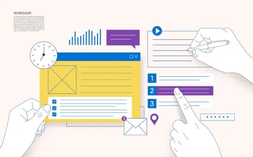 商业插画检查清单运营管理调度中心企业运作行政管理海报素材PSD模板