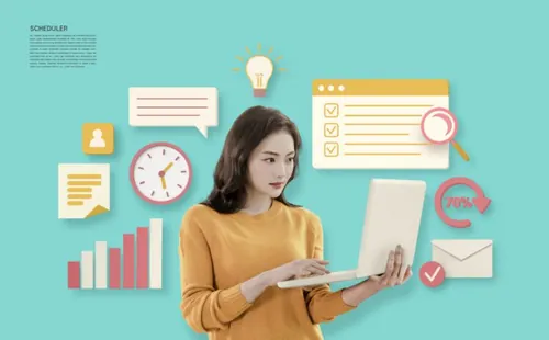 商业插画检查清单运营管理调度中心企业运作行政管理海报素材PSD模板