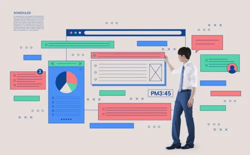 商业插画检查清单运营管理调度中心企业运作行政管理海报素材PSD模板