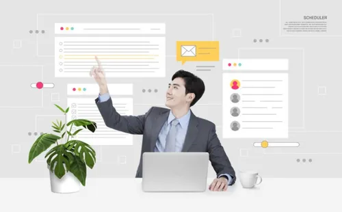 商业插画检查清单运营管理调度中心企业运作行政管理海报素材PSD模板