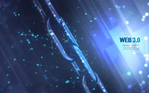 互联网Web3.0去中心化数字货币NFT元宇宙蓝色科技抽象概念宣传海报PSD模板素材