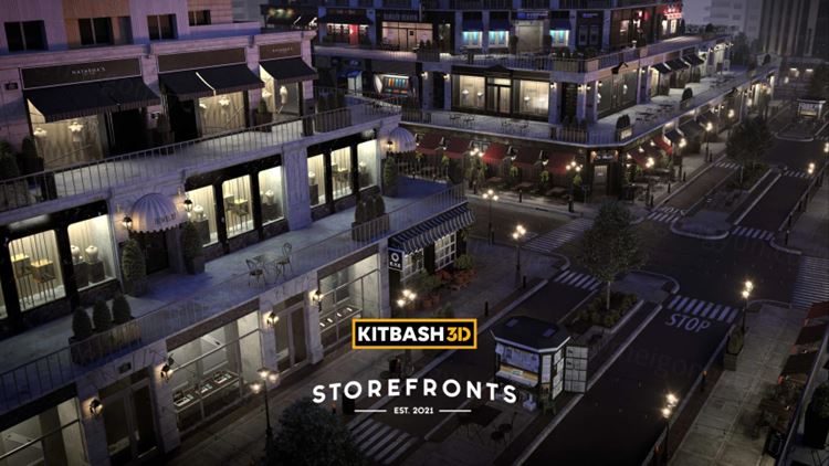 现代门店陈列门市餐厅酒店银行杂货店剧院建筑3D模型素材 Ki