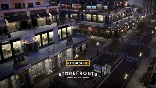 现代门店陈列门市餐厅酒店银行杂货店剧院建筑3D模型素材 Ki