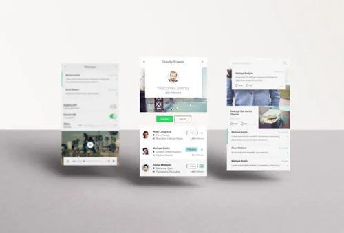 手机应用程序APP贴图样机PSD模板Perspective App Screens Mock-Up