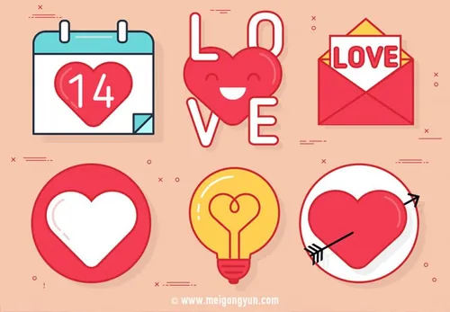 情人节图标元素Valentine\'s Icon Set
