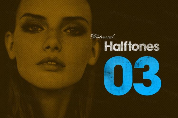 16种复古仿旧半色调丝网印刷纹理合集 Distressed