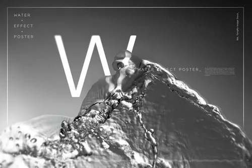 Water Effect Poster 高分辨率水/水滴元素透明PSD高分层合成海报 ti219a9105