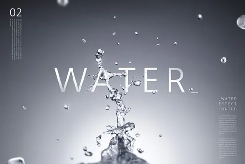 Water Effect Poster 高分辨率水/水滴元素透明PSD高分层合成海报 ti219a9103
