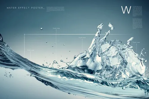 Water Effect Poster 高分辨率水/水滴元素透明PSD高分层合成海报 ti219a9101