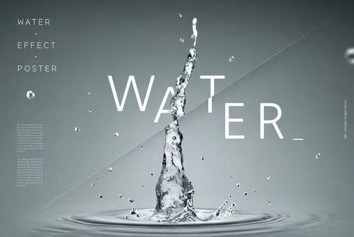 Water Effect Poster 高分辨率水/水滴元素透明PSD高分层合成海报 ti219a9104