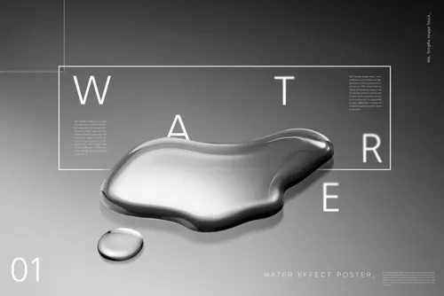 Water Effect Poster 高分辨率水/水滴元素透明PSD高分层合成海报 ti219a9107