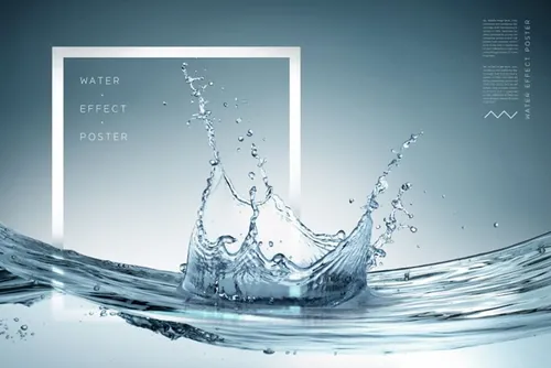 Water Effect Poster 高分辨率水/水滴元素透明PSD高分层合成海报 ti219a9112