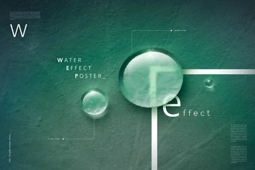 Water Effect Poster 高分辨率水/水滴元素透明PSD高分层合成海报 ti219a9110