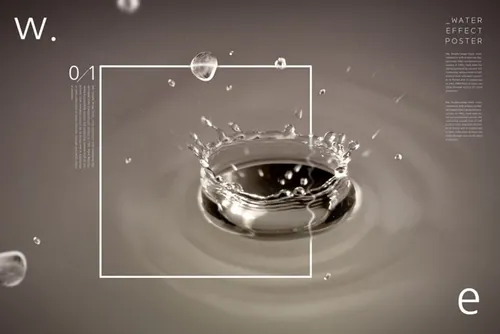 Water Effect Poster 高分辨率水/水滴元素透明PSD高分层合成海报 ti219a9109