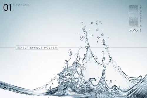 Water Effect Poster 高分辨率水/水滴元素透明PSD高分层合成海报 ti219a9117