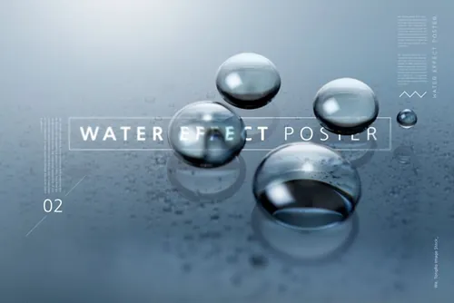 Water Effect Poster 高分辨率水/水滴元素透明PSD高分层合成海报 ti219a9115