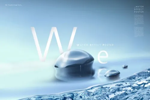 Water Effect Poster 高分辨率水/水滴元素透明PSD高分层合成海报 ti219a9118