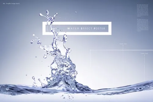 Water Effect Poster 高分辨率水/水滴元素透明PSD高分层合成海报 ti219a9119